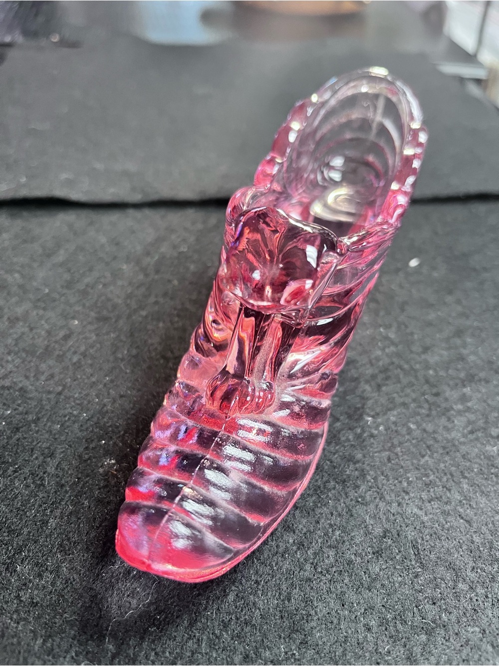 Fenton Pink Glass Shoe